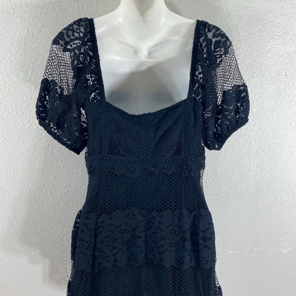 Free People Be Your Baby Black Lace Babydoll Mini Dress Small S RR12 - Picture 12 of 16